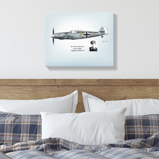 BF-109G Franz Stigler Profiel Canvas Afdruk (Insitu (Slaapkamer))