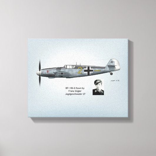 BF-109G Franz Stigler Profiel Canvas Afdruk (Voorkant)