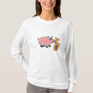 BF- Funny Pig die het T-shirt van Tuba speelt