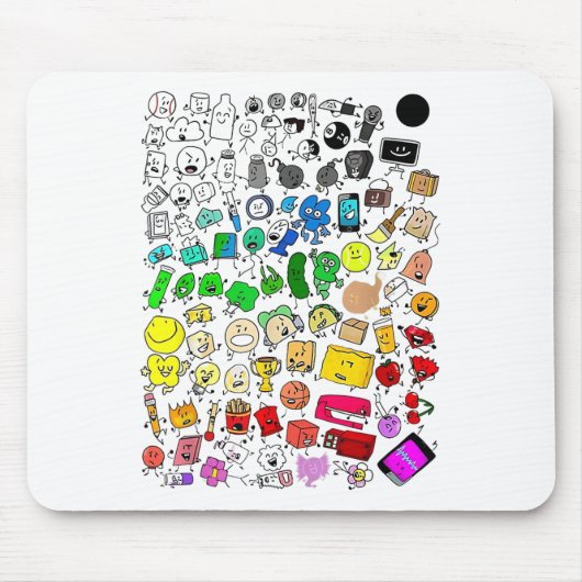 BFDI Inanimate Insanity Alle personages Muismat (Voorkant)