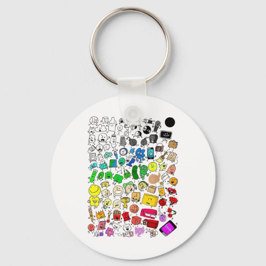 BFDI Inanimate Insanity Alle personages Sleutelhanger (Voorkant)