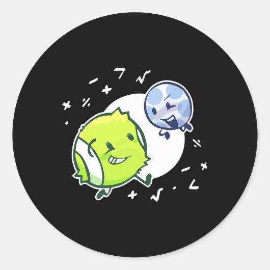 BFDI tennisbal en golfbal duo Wiskunde Ronde Sticker (Voorkant)