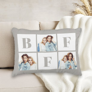 BFF 3 Foto Collage Beste Vrienden Grijs Accent Kussen