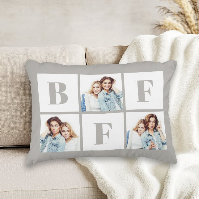 BFF 3 Foto Collage Beste Vrienden Grijs Accent Kussen (Creator heeft geüpload)