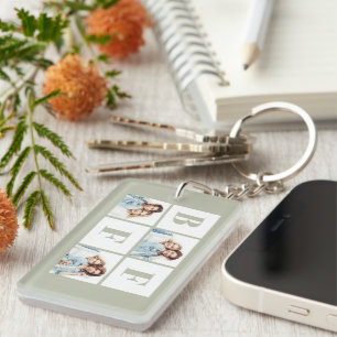 BFF 3 Foto Collage Beste Vrienden Saliegroen Sleutelhanger