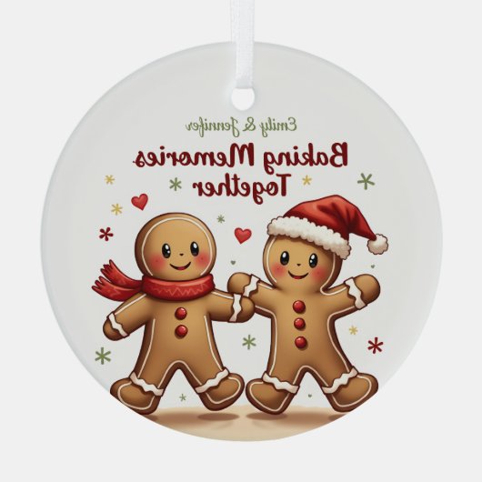 BFF Baking Memories Samen Gingerbread Kerstmis Glas Ornament (Achterkant)