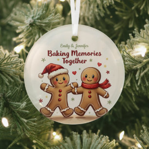 BFF Baking Memories Samen Gingerbread Kerstmis Glas Ornament