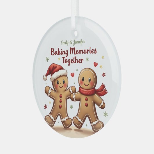 BFF Baking Memories Samen Gingerbread Kerstmis Glas Ornament (Voorkant links)