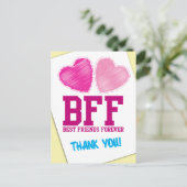 BFF BEDANKT! Beste vrienden voor altijd! Briefkaart (Staand voorkant)