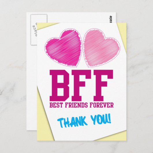 BFF BEDANKT! Beste vrienden voor altijd! Briefkaart (Voorkant / Achterkant)