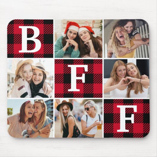 BFF Best Friends Red Plaid Keepsake Pictures Muismat (Voorkant)