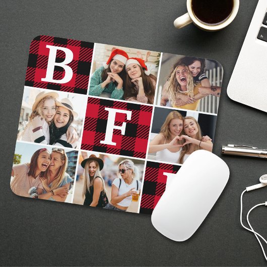 BFF Best Friends Red Plaid Keepsake Pictures Muismat