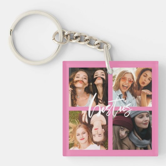 BFF Best Friends script foto gift roze Sleutelhanger (Voorkant)