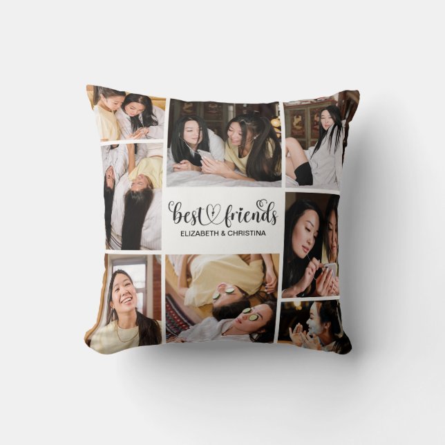 BFF Best Friends Script Fotocollage Kussen (Voorkant)