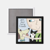 BFF: Beste harige vrienden-persoon met hond en kat Magneet (Voorkant / Achterkant)