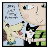 BFF: Beste harige vrienden-persoon met hond en kat Poster (Voorkant)