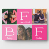 BFF Beste Vrienden Besties Roze 3-foto Collage Fotoplaat (voorkant)