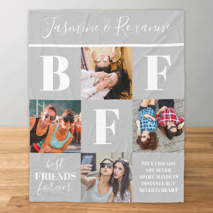 BFF Beste Vrienden Foto Collage Grijs Fleece Deken