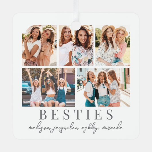 BFF Beste Vrienden Foto Kerstmis Metalen Ornament (Voorkant)