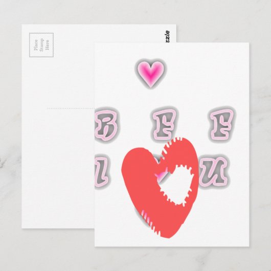 BFF. Beste vrienden voor altijd: I Love You Art Pr Briefkaart (Voorkant / Achterkant)