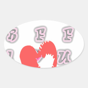 BFF. Beste vrienden voor altijd: I Love You Art Pr Ovale Sticker