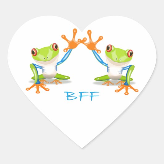 BFF beste vrienden voor altijd kikkers hart Sticke Hart Sticker (Voorkant)
