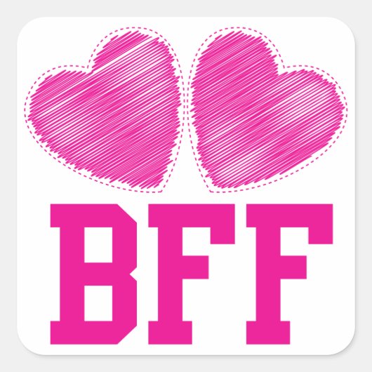 BFF Beste vrienden voor altijd met liefdesharten Vierkante Sticker (Voorkant)