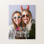 BFF Beste vrienden voor altijd moderne foto Legpuzzel<br><div class="desc">Trendy BFF-fotopuzzel met een moderne 'Best Friends Forever'-bekleding in witte,  moderne lettertjes,  versierd met een schattig roze hart. Gemakkelijk aanpasbaar door uw favoriete foto toe te voegen.</div>