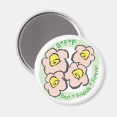 BFF beste vrienden voor altijd roze bloemen Magneet (Voorkant / Achterkant)