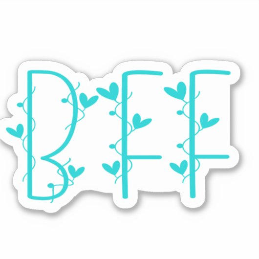 BFF beste vrienden voor altijd turquoise Sticker (Voorkant)