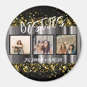 BFF Besties Beste Vrienden Fotocollage Gouden Magn Magneet (Voorkant)