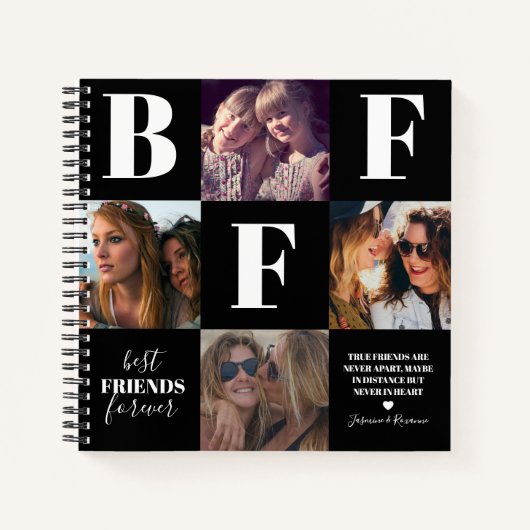 BFF Besties Foto Collage Black Notitieboek (Voorkant)