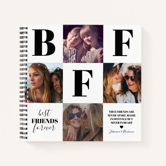 BFF Besties Foto Collage Black Notitieboek (Voorkant)
