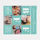 BFF Besties Foto Collage Blauwgroen Fleece Deken (Voorkant (Horizontaal))
