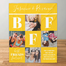BFF Besties Foto Collage Sunflower Yellow Fleece Deken