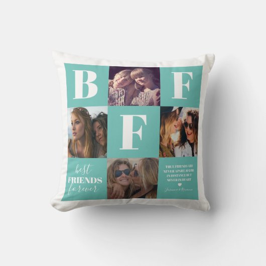 BFF Besties Fotocollage Teal Kussen (Voorkant)