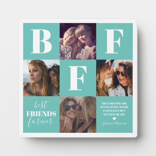 BFF Blauwgroen Besties Foto collage Fotoplaat (Voorkant)