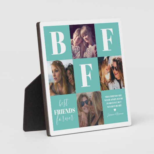 BFF Blauwgroen Besties Foto collage Fotoplaat (Voorkant)