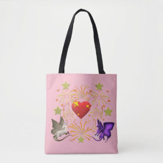 BFF Butterfly Dragon I Heart Fireworks Canvas tas