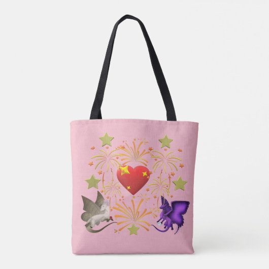 BFF Butterfly Dragon I Heart Fireworks Canvas tas (Achterkant)