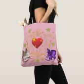 BFF Butterfly Dragon I Heart Fireworks Canvas tas (Dichtbij)