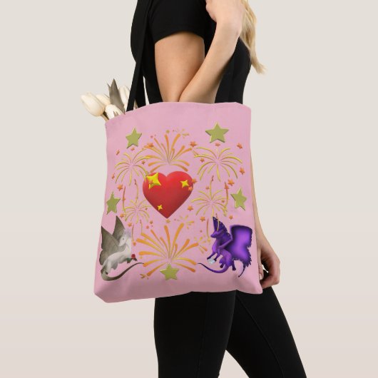 BFF Butterfly Dragon I Heart Fireworks Canvas tas (Dichtbij)