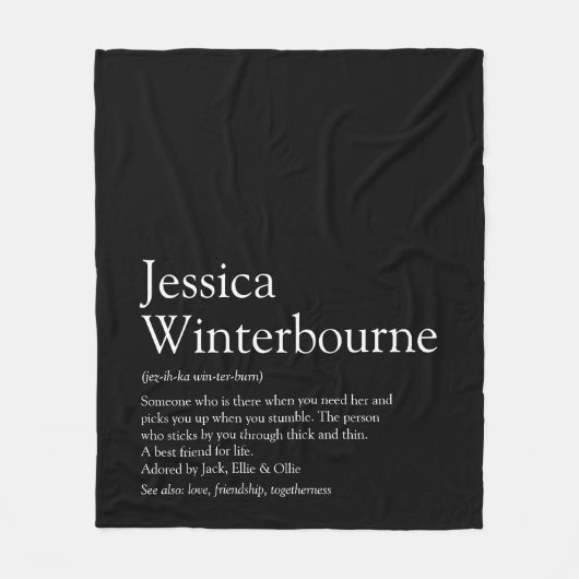 BFF-definitie zwart en wit, persoonlijk Fleece Deken (Voorkant)