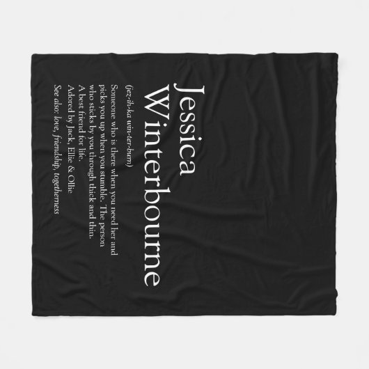 BFF Definitie Zwart en Wit Persoonlijk Fleece Deken (Voorkant (Horizontaal))