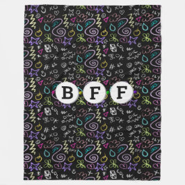 BFF Doodles - Faux Glitter Patroon (3 kralen) Fleece Deken