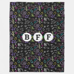 BFF Doodles - Faux Glitter Patroon (3 kralen) Fleece Deken