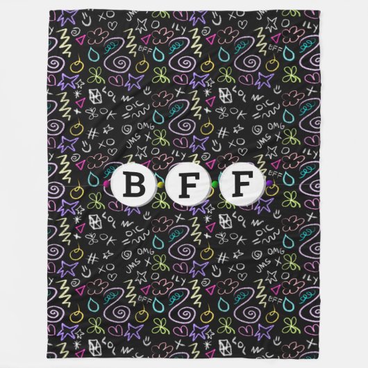 BFF Doodles - Faux Glitter Patroon (3 kralen) Fleece Deken (Voorkant)