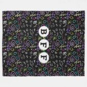 BFF Doodles - Faux Glitter Patroon (3 kralen) Fleece Deken (Voorkant (Horizontaal))