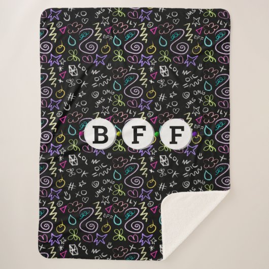 BFF Doodles - Faux Glitter Patroon (3 kralen) Sherpa Deken (Voorkant)