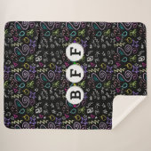 BFF Doodles - Faux Glitter Patroon (3 kralen) Sherpa Deken (Voorkant (horizontaal))